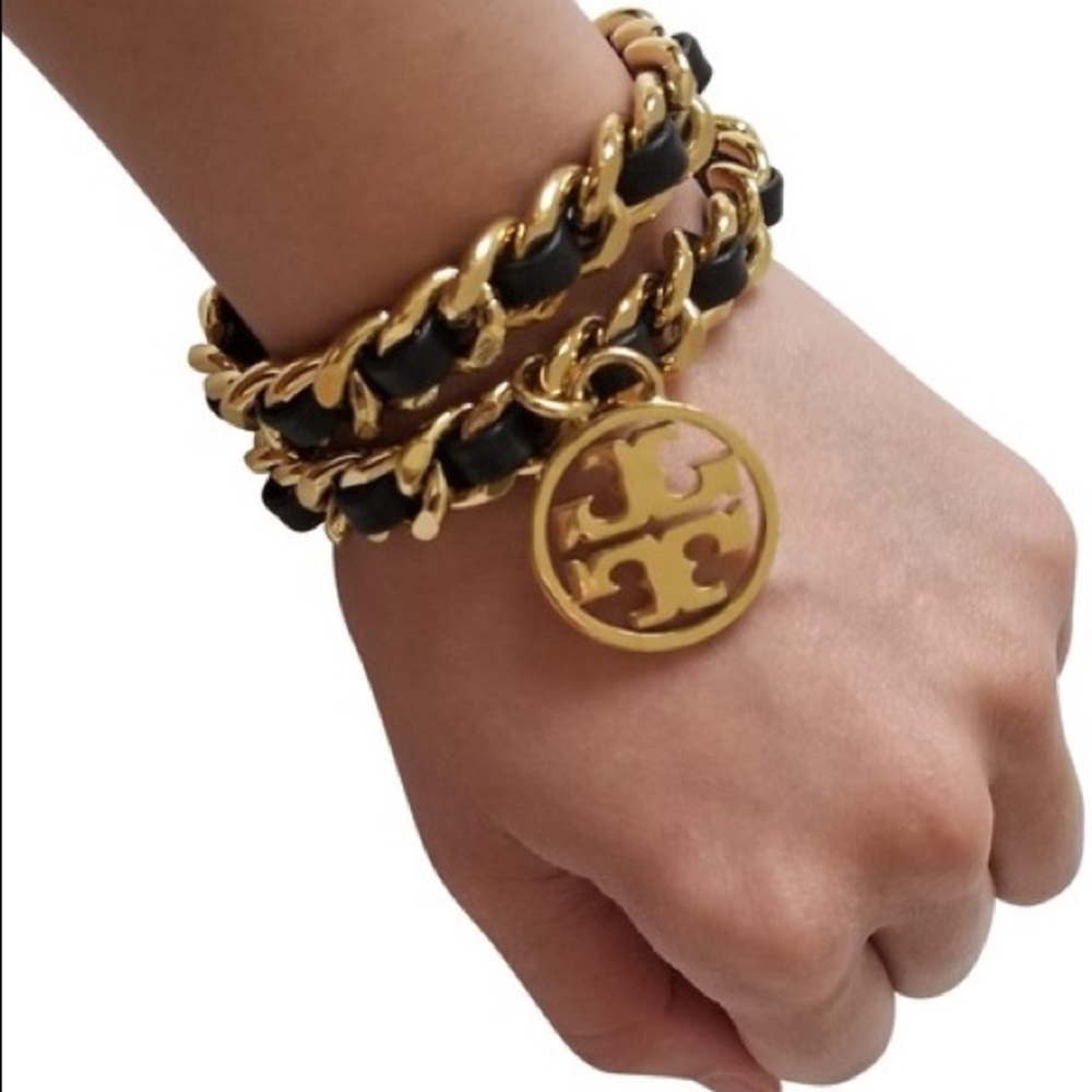 Tory Burch Metallic Double Chain Wrap Bracelet
